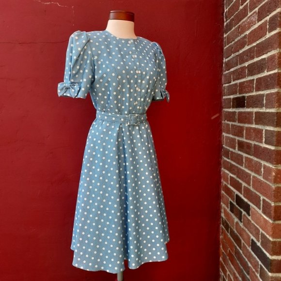 Vintage Cinderella Polka Dot Dress Pinup Blogger - Picture 4 of 8